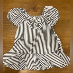 Habitual Kids Striped Bubble Sleeve Bow Dress - Blue and White 18M Toddler/Baby